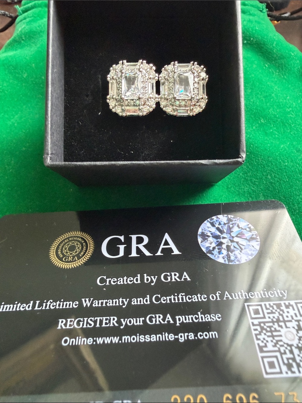 Moissanite Halo Stud Earrings - Silver Tone